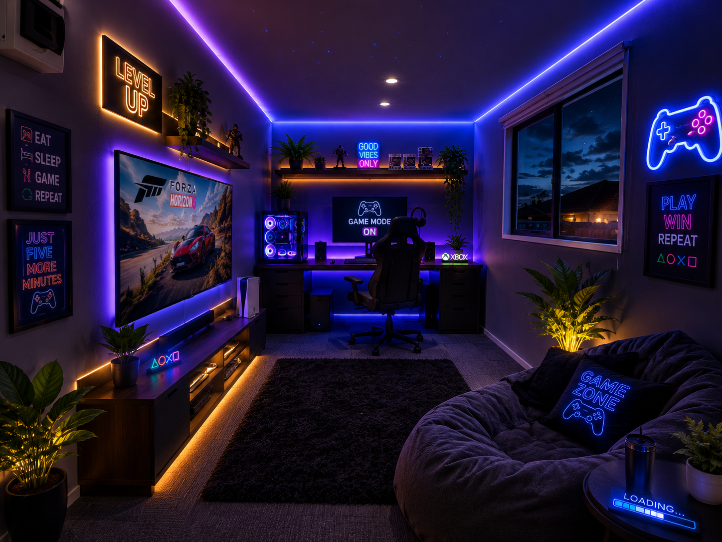 Cabin used as a gaming and recreation room